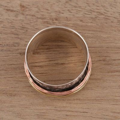 Alternate image for Floral Sterling Silver Spinner Ring from India Floral Rush