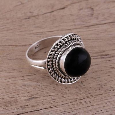 Alternate image for Handcrafted Sterling Silver and Onyx Cocktail Ring Mystical Delight