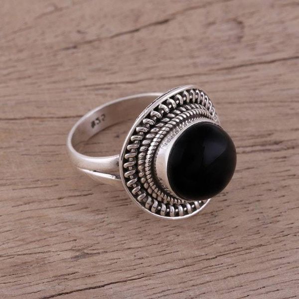Alternate image for Handcrafted Sterling Silver and Onyx Cocktail Ring Mystical Delight