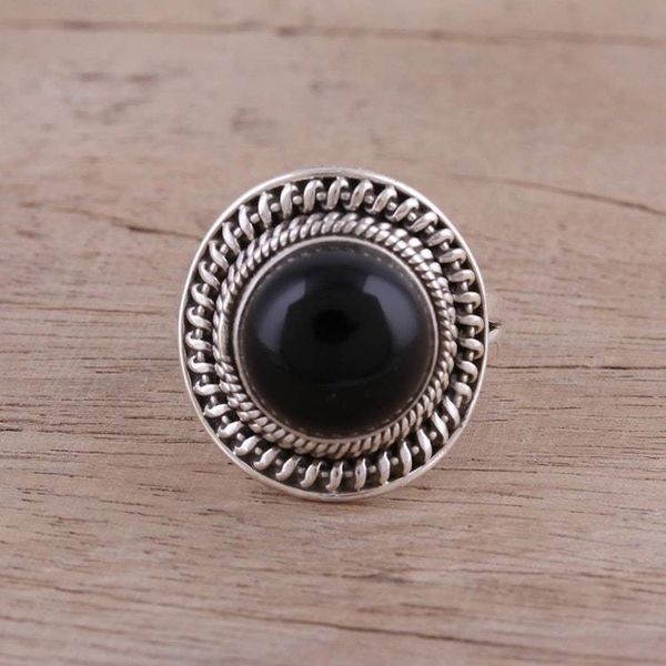 Alternate image for Handcrafted Sterling Silver and Onyx Cocktail Ring Mystical Delight