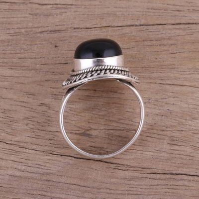 Alternate image for Handcrafted Sterling Silver and Onyx Cocktail Ring Mystical Delight