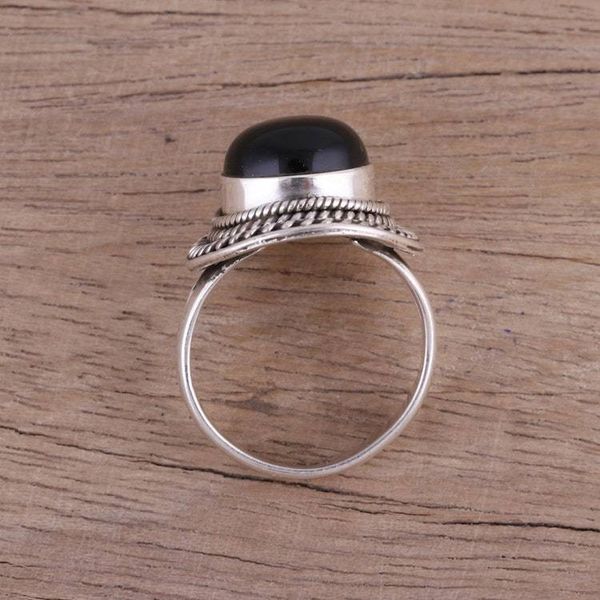 Alternate image for Handcrafted Sterling Silver and Onyx Cocktail Ring Mystical Delight