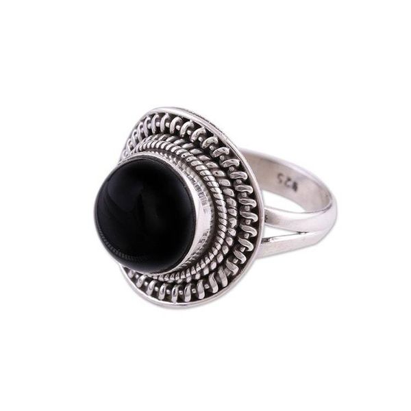 Alternate image for Handcrafted Sterling Silver and Onyx Cocktail Ring Mystical Delight