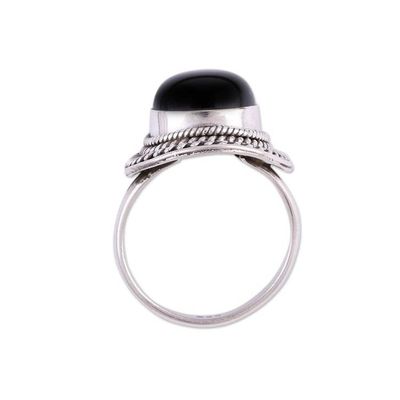 Alternate image for Handcrafted Sterling Silver and Onyx Cocktail Ring Mystical Delight