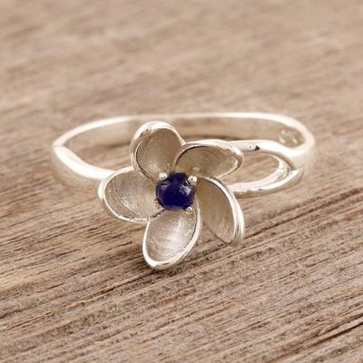 Alternate image for Floral Lapis Lazuli Cocktail Ring from India Lapis Flower