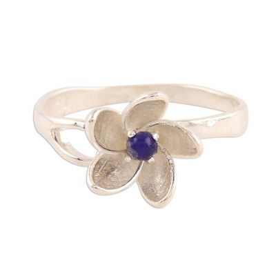 Alternate image for Floral Lapis Lazuli Cocktail Ring from India Lapis Flower