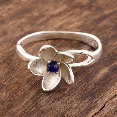 Alternate image for Floral Lapis Lazuli Cocktail Ring from India Lapis Flower