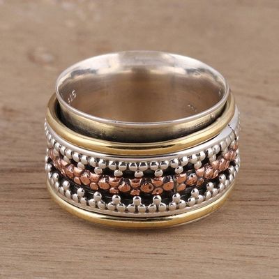 Alternate image for Dot Motif Sterling Silver Spinner Ring from India Royal Trance