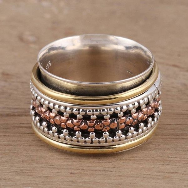 Alternate image for Dot Motif Sterling Silver Spinner Ring from India Royal Trance