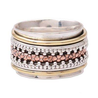 Alternate image for Dot Motif Sterling Silver Spinner Ring from India Royal Trance