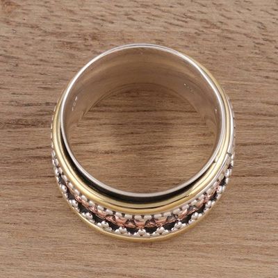 Alternate image for Dot Motif Sterling Silver Spinner Ring from India Royal Trance