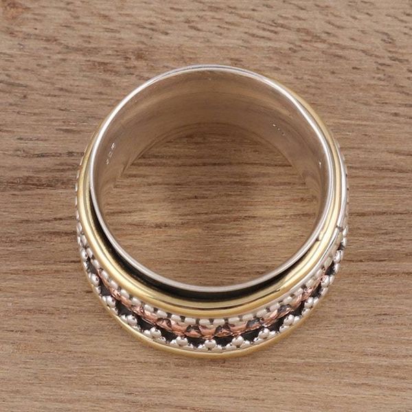 Alternate image for Dot Motif Sterling Silver Spinner Ring from India Royal Trance