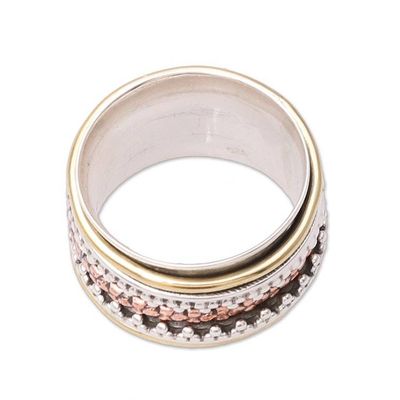 Alternate image for Dot Motif Sterling Silver Spinner Ring from India Royal Trance