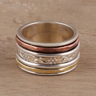 Primary image for Sterling Silver Spinner Ring Crafted in India Exciting Garden