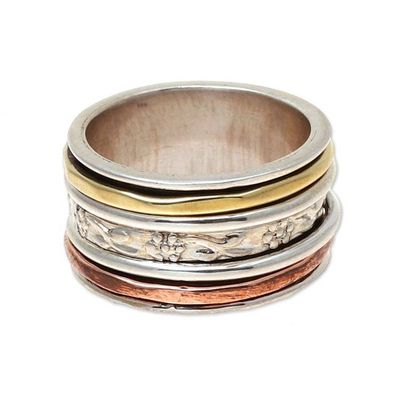 Alternate image for Sterling Silver Spinner Ring Crafted in India Exciting Garden