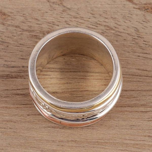 Alternate image for Sterling Silver Spinner Ring Crafted in India Exciting Garden