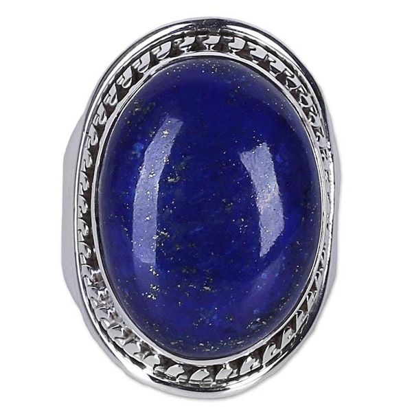 Alternate image for Lapis Lazuli Sterling Silver Ring Handmade in India Captivating Blue