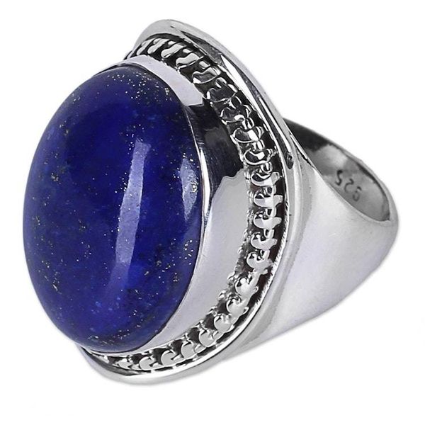 Alternate image for Lapis Lazuli Sterling Silver Ring Handmade in India Captivating Blue