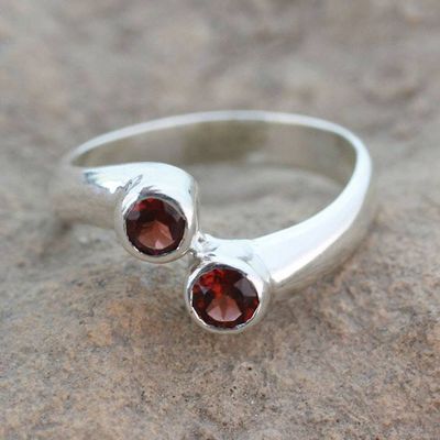 Alternate image for Sterling Silver Ring with Garnet Duality