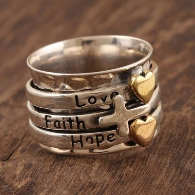 Primary image for Sterling Silver Meditation Spinner Ring Love Faith Hope Spiritual Gifts