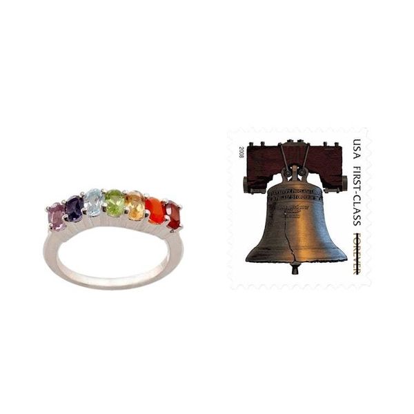 Alternate image for Multi Gemstone Sterling Silver Ring Chakra Jewelry Positivity
