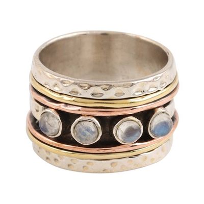 Alternate image for Natural Rainbow Moonstone Spinner Ring from India Eternal Meditation