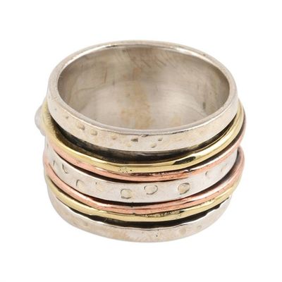 Alternate image for Natural Rainbow Moonstone Spinner Ring from India Eternal Meditation