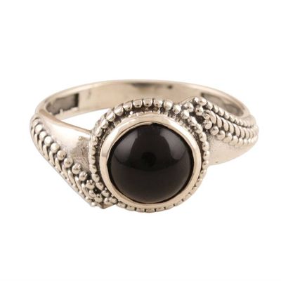 Alternate image for Black Onyx and Oxidized Sterling Silver Ring New Moon at Midnight
