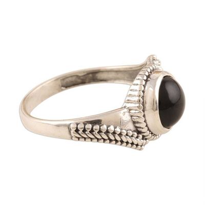 Alternate image for Black Onyx and Oxidized Sterling Silver Ring New Moon at Midnight