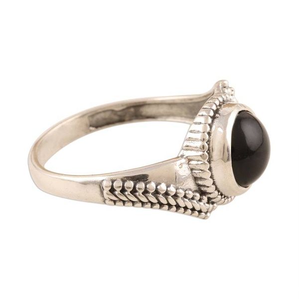 Alternate image for Black Onyx and Oxidized Sterling Silver Ring New Moon at Midnight