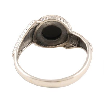 Alternate image for Black Onyx and Oxidized Sterling Silver Ring New Moon at Midnight