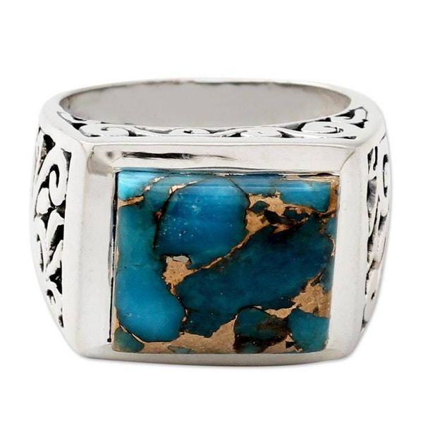 Alternate image for Hand Crafted Sterling Silver Composite Turquoise Ring Fascination