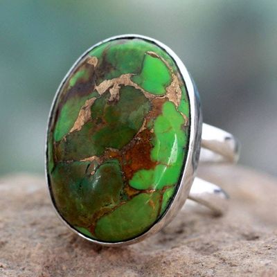 Alternate image for Green Composite Turquoise Sterling Silver Ring Green Island