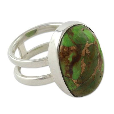 Alternate image for Green Composite Turquoise Sterling Silver Ring Green Island