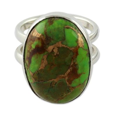 Alternate image for Green Composite Turquoise Sterling Silver Ring Green Island