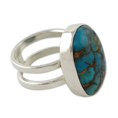 Alternate image for Blue Composite Turquoise Sterling Silver Ring Blue Island