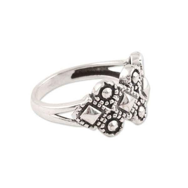 Alternate image for Patterned Sterling Silver Band Ring from India Fantastic Composition