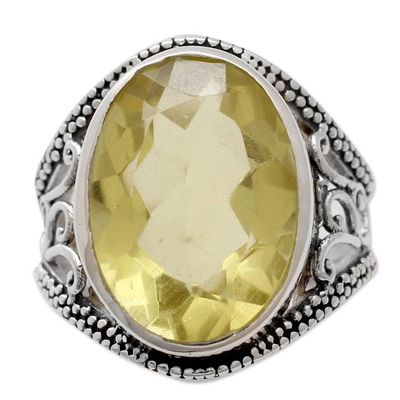 Alternate image for India Lemon Quartz Sterling Silver Cocktail Ring Lemon Crown