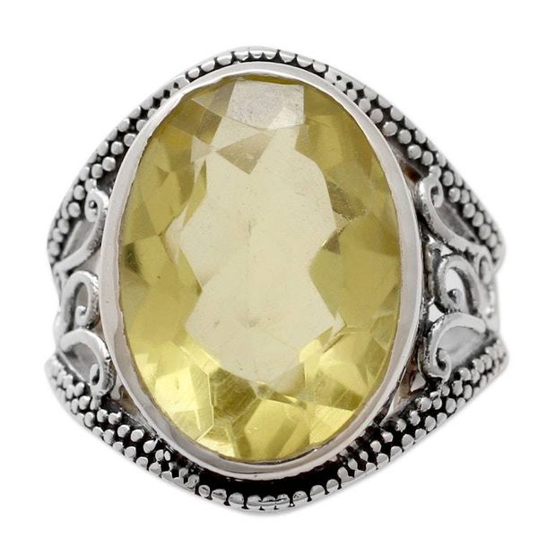 Alternate image for India Lemon Quartz Sterling Silver Cocktail Ring Lemon Crown