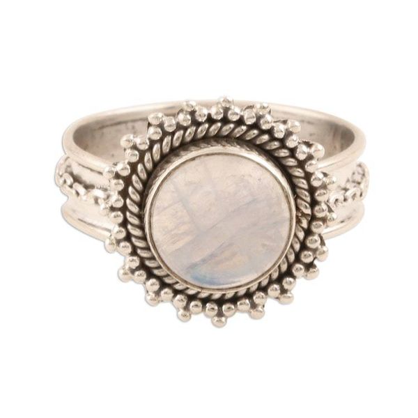 Alternate image for Sterling Silver and Rainbow Moonstone Cocktail Ring Chained