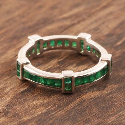 Primary image for Stunning Channel-Set Emerald Band Ring Viridian Treasure