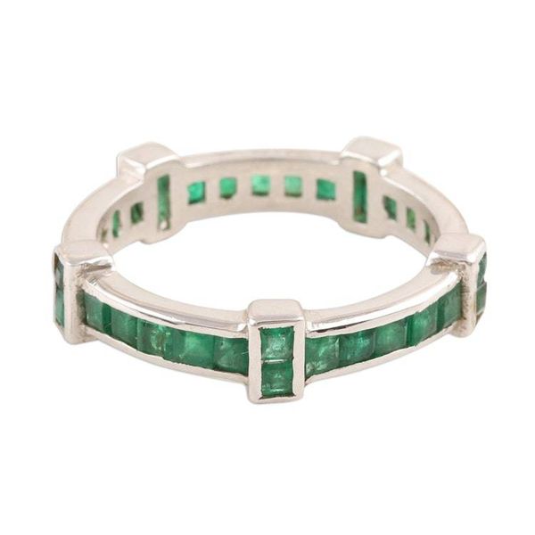 Alternate image for Stunning Channel-Set Emerald Band Ring Viridian Treasure