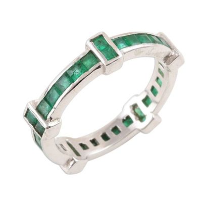 Alternate image for Stunning Channel-Set Emerald Band Ring Viridian Treasure