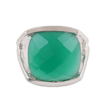 Alternate image for Faceted Green Onyx Cocktail Ring in Sterling Silver Verdant Depths