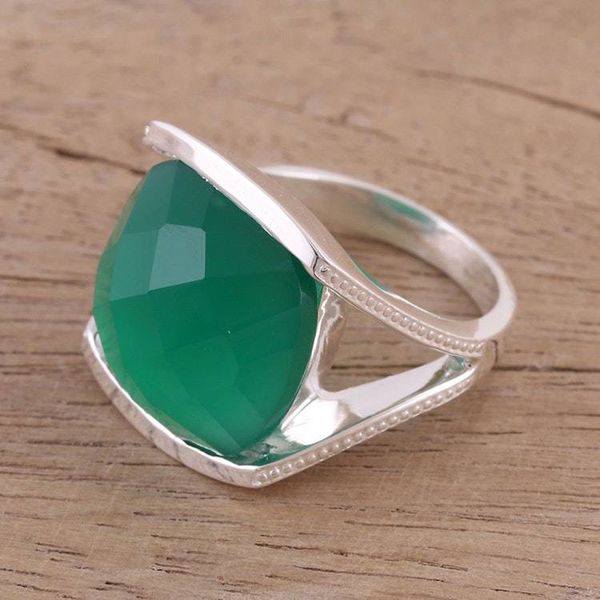 Alternate image for Faceted Green Onyx Cocktail Ring in Sterling Silver Verdant Depths