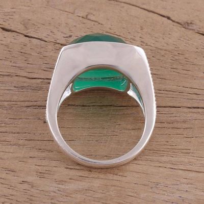 Alternate image for Faceted Green Onyx Cocktail Ring in Sterling Silver Verdant Depths