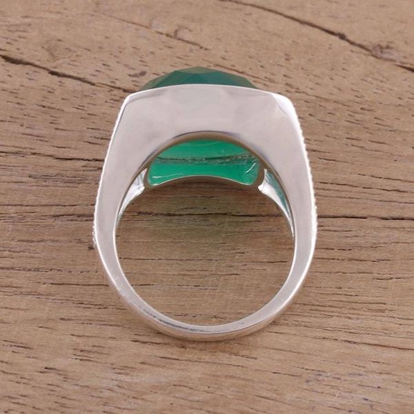 Alternate image for Faceted Green Onyx Cocktail Ring in Sterling Silver Verdant Depths