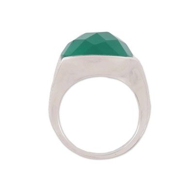 Alternate image for Faceted Green Onyx Cocktail Ring in Sterling Silver Verdant Depths