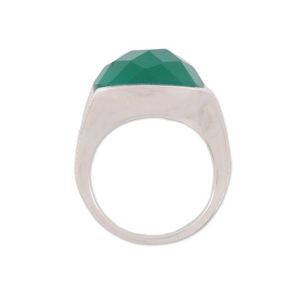 Alternate image for Faceted Green Onyx Cocktail Ring in Sterling Silver Verdant Depths