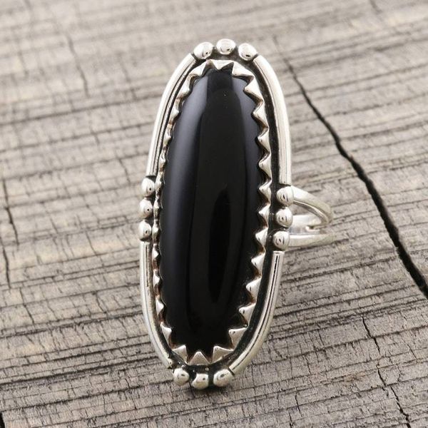 Alternate image for Oval Cabochon of Black Onyx Cocktail Ring Crowned in Glory in Black